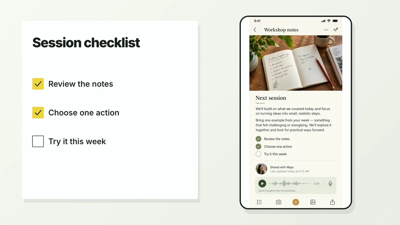 CreatorMotion · Synchronized Action Checklist preview